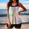 thumbnail image 1 of RKSTN Womens Swimsuits Tankini Swimsuit Summer Printed Color Block Crew Neck Modest Swim Tank Top with High Waisted Solid Color Swim Shorts Matching Two Piece Set Bathing Suits, 1 of 5