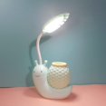 thumbnail image 3 of Lámparas de escritorio Botón pulsador para oficina en hogar, lámpara de escritorio LED recargable con soporte para teléfono con bolígrafo Lámparas de Azul Yinane Lámpara de escritorio de caracol de dibujos animados, 3 of 8