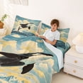 thumbnail image 3 of spefrowx Vintage Landscape Orca King Sheets for Kids, Snow Mountain Ocean Bedding, 4pcs, 1 Flat Sheet, 1 Fitted Sheet and 2 Pillowcases, 3 of 5