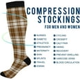 thumbnail image 4 of 1 Pairs Vintage Brown Plaid Classial Buffalo Check Tartan Compression Socks for Women Men Knee High Stocking for Running, Athletic, Medical Gift, 4 of 7