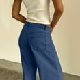 thumbnail image 4 of Cyglowse Women's Y2k Low Rise Baggy Jeans Washed Straight Wide Leg Denim Pants Casual Loose Vintage Fit Boyfriend Jean Denim Pants Dark Blue L, 4 of 6