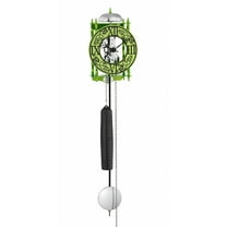 Antique Wrought Iron Skeleton Pendulum Wall Clock Green with Cast Circle