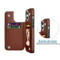 thumbnail image 6 of iPhone 12 Pro / iPhone 12 Wallet Case, iPhone 12 PU Leather Case, Njjex PU Leather Slim Folio Flip Kickstand Shockproof Cards Holder Wallet Case Cover -Brown, 6 of 11