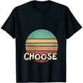 thumbnail image 2 of Women's Cotton Short Sleeve T-Shirt with Colorful Striped Circle Design and Bold ' CHOOSE ' Text - Stylish Casual Tee, 2 of 6