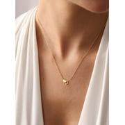 ChicSilver Heart Initial Letter Necklace, 14K Gold Plated, Women's Dainty Jewelry