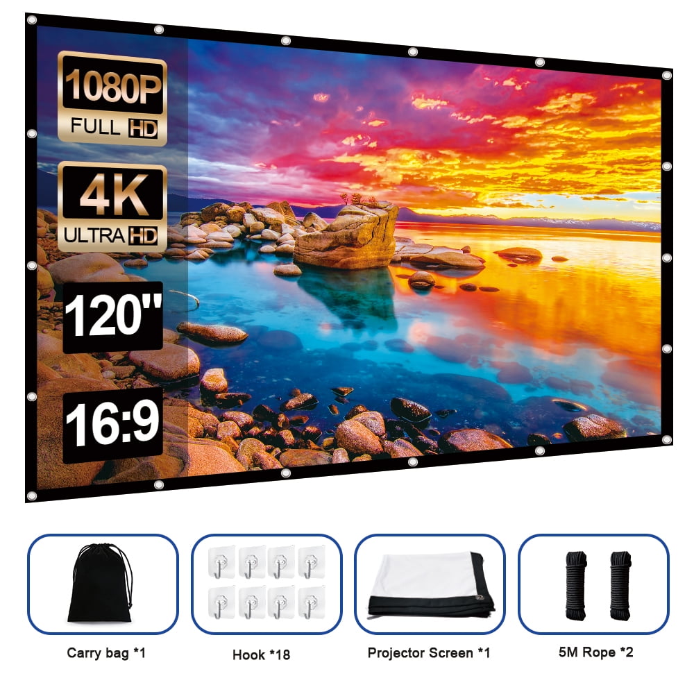 4K Ultra HD for HDTV Home Cinema Theater,1.1 Gain with Fixed Frame Houzetek Ambient Light-Rejecting Screen 100 Inch Indoor Outdoor Projection Movie Screen Diagonal 16:9 Aspect Ratio Projector Screen