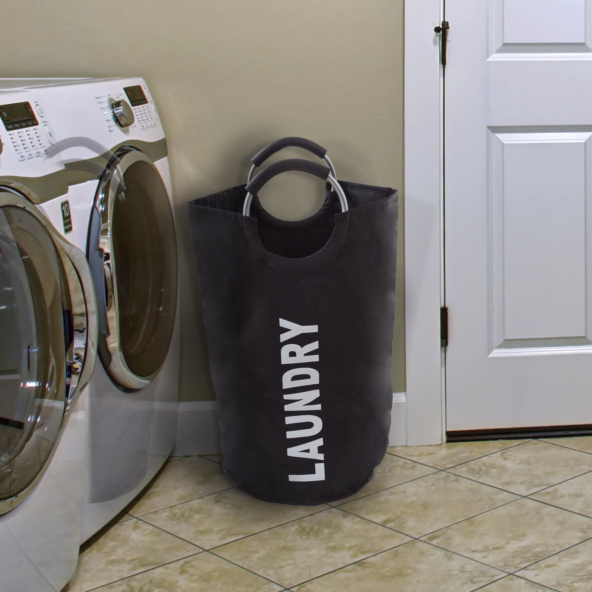 Laundry Hamper Large Collapsible Canvas Clothes Basket with Round Handles for Convenient Carrying by Lavish Home (For Home Nursery and Dorms) - image 2 of 6