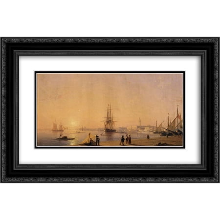 Ivan Aivazovsky 2x Matted 24x16 Black Ornate Framed Art Print 'Venice'