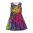 thumbnail image 3 of FOR U DESIGNS Colorful Leopard Print Tank Top A Line Dress for Girls Novelty Sleeveless High Waistline Swing Dress Skin Friendly Pleat Dress Going Out School Dresses Size 9-10, 3 of 6