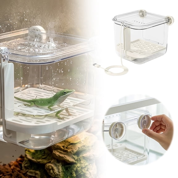 Forestwhale Automatic Bird Bath Tub USB Circulating Water Feeder Transparent Indoor Parrot Bath Cage with Guard (7.17")