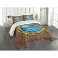 thumbnail image 3 of Ambesonne Shark Quilted Bedspread Set 3 Pcs, Submarine Chamber Window, King Size, Pale Caramel Blue Yellow, 3 of 5