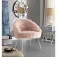 thumbnail image 1 of Inspired Home Elsa Chaise d'Appoint en Fausse Fourrure, Rose, 1 of 9