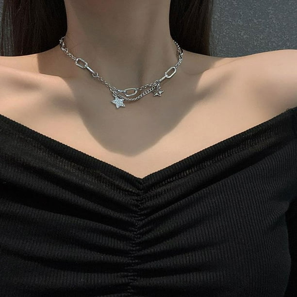 ✪ Pentagram Choker Necklace Material Star Pendant Necklace Star Pendant Choker Y2k Jewelry Gift for Hot Girl Women - Walmart.com