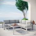 thumbnail image 2 of Modern Contemporary Urban Design Outdoor Patio Balcony Four PCS Sectional Sofa Set, Grey Gray, Aluminum, 2 of 7