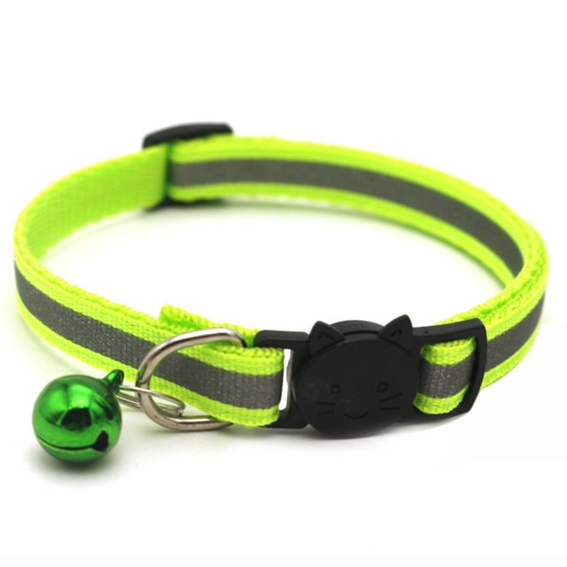 Labymos Pet Supplies Reflective Patch Collar Release Buckle Bell Tightness Adjustable Pet Collar