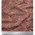 thumbnail image 1 of Soimoi Brown Poly Georgette Fabric Branch,Dot & American Robin Bird Decor Fabric Printed BTY 42 Inch Wide, 1 of 3