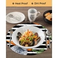 thumbnail image 3 of 13 Inch Round Placemats Set of 6, Grey Bunny Easter Non Slip Heat Insulation PP Table Mats, Rabbits Spring Botanical Black White Stripe Washable Place Mats for Kitchen Dining Party Table Decor, 3 of 7
