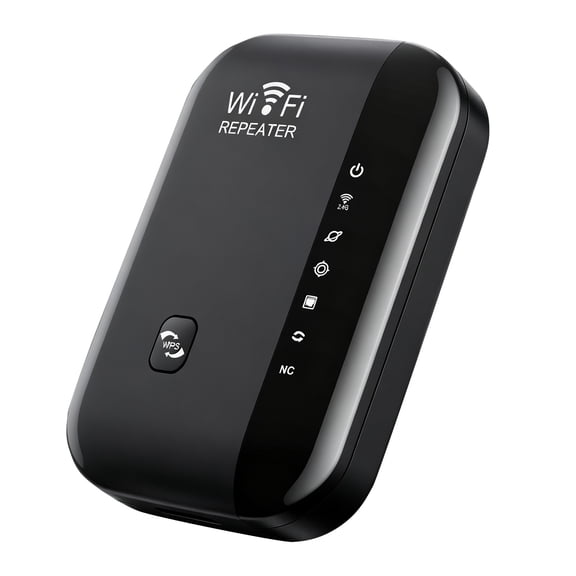 Black Sleek WiFi Extender Booster 2026 300Mbps Ethernet Port Stable Connection For Home Dead Zones