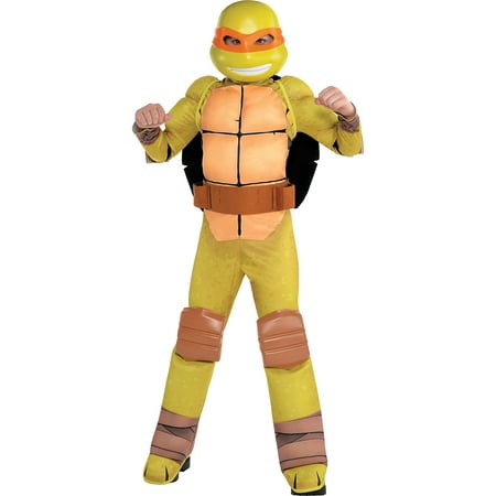 Amscan Teenage Mutant Ninja Turtles Michelangelo Muscle Halloween Costume for Boys, Large, with Included