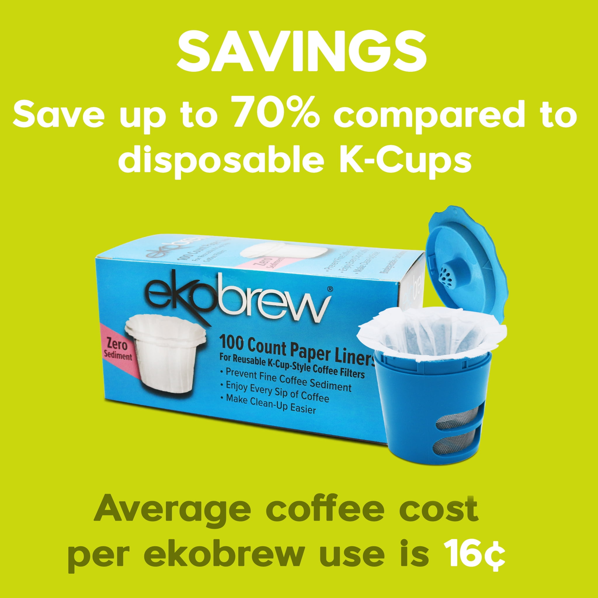 Ekobrew Paper Filters, 100 Ct