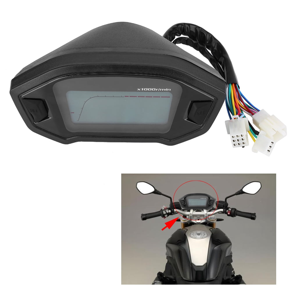 Motorcycle Digital LCD Speedometer Odometer Tachometer Oil Level Meter 7 Color Display Acouto 12V Motorcycle Speedometer