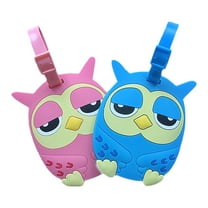 COSMOBETTY 2Pcs Owl Luggage Tags Silicone Identification Travel Accessory for Suitcase Handbag Backpack