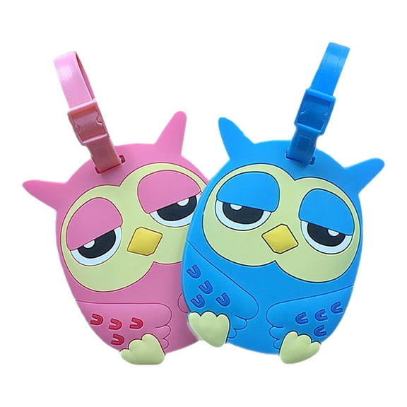 COSMOBETTY 2Pcs Owl Luggage Tags Silicone Identification Travel Accessory for Suitcase Handbag Backpack