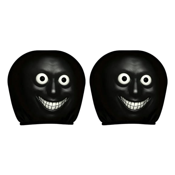 2PC Universal Funny Face Car Headrest Covers - Stretch Fabric Seat Headrest Protectors with Humorous Prints, Decorative Interior Accessories for Cars, SUVs & Trucks