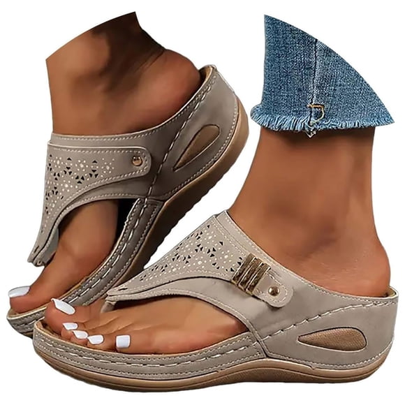 Mepaouo Orthopedic Sandals for Women Arch Support Wedge Flip Flops 2025 Dressy Casual Beach Slippers