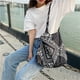 thumbnail image 4 of Bolso de hombro, bolso bohemio, bolso de lona de algodón, bolso de mano, cierre de vacaciones, un solo hombro Negro, 4 of 9