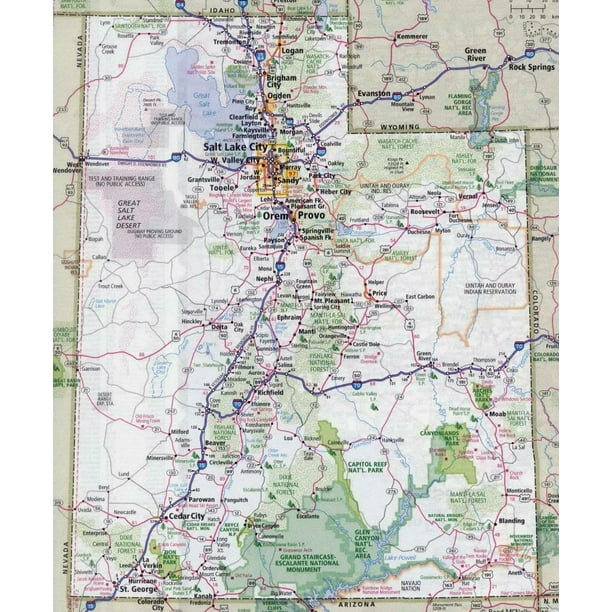 Free Utah Road Map Print On Metal Utah State Road Map City Highway Saltlake Print 12 X 18.  Worry Free Wall Installation - Shadow Mount Is Included. - Walmart.com