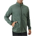 thumbnail image 2 of Rain Jackets for Men with Pockets Lightweight Zip Up Mock Neck Raincoats Mens Casual Solid Long Sleeve Breathable Windbreaker Running Outerwear Jacket, 2 of 8