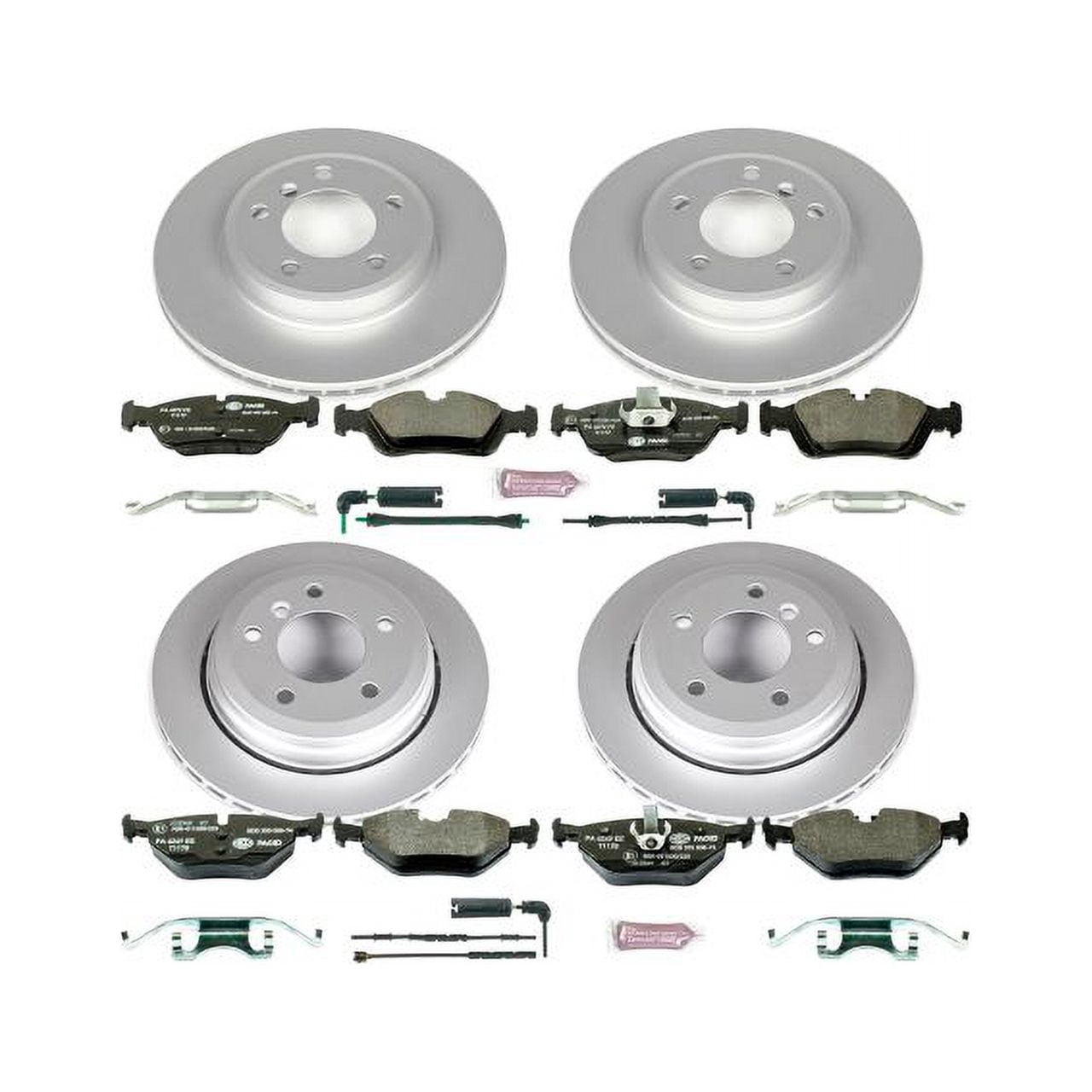 Power Stop Front and Rear Euro-Stop ECE-R90 Certified Brake Pad and Rotor Kit ESK874