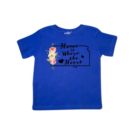 

Inktastic Kansas Home Where the Heart is with Watercolor Floral Gift Toddler Boy or Toddler Girl T-Shirt
