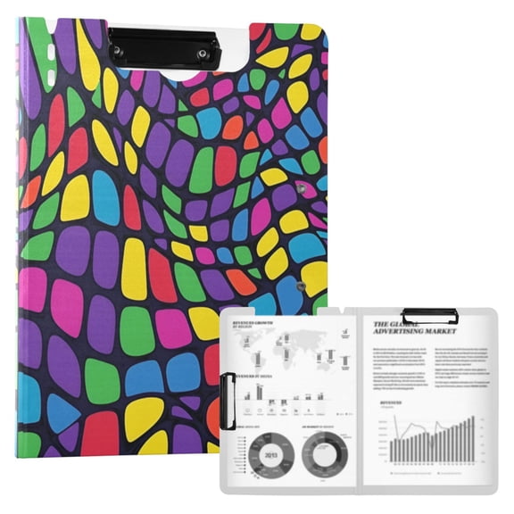 FORMRS A4 Clipboard Folder with Pen Holder Horizontal Foldable School Office Binder, Colorful Psychedelic
