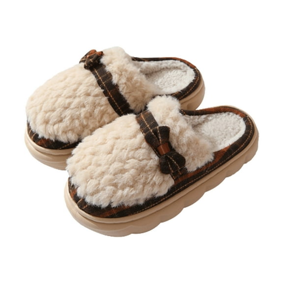 Taqqpue Slipper for Women Solid Color House Slippers Plush Warm Fuzzy Slippers Flyffy Bedroom Shoes Indoor Slip On