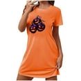 thumbnail image 3 of Halloween T Shirt Dress for Women Three Pumpkin Graphic Casual Short Sleeve Tunic Dress Fall Holiday Party Outfit, 3 of 3
