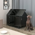 thumbnail image 2 of Pefilos 45" Heavy Duty Metal Dog Crate with 4 Universal Wheels, Dog Kennel for High Anxiety Large/Extra Dogs, Indoor Large Dog Cage, Black, 2 of 8