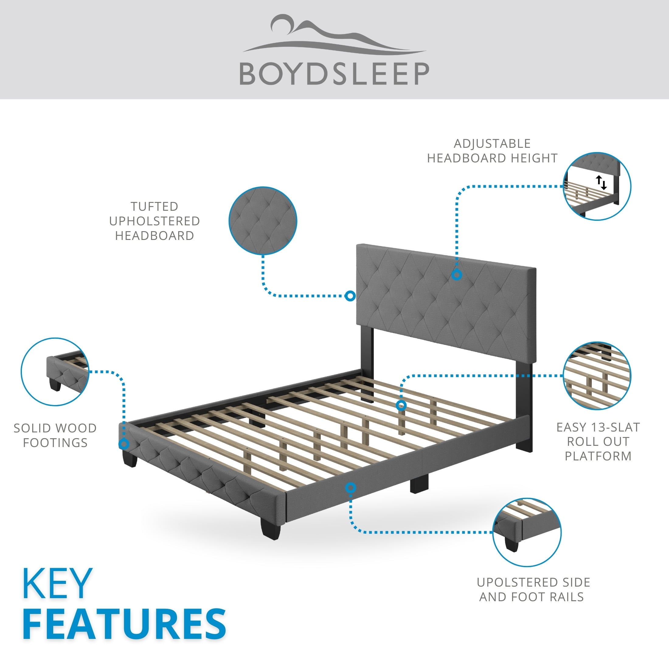 もえさま専用ページ Free Shipping! Boyd Sleep Barcelona Full Gray Linen