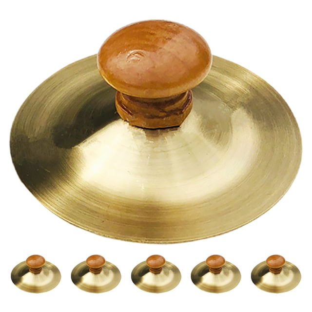 6 platillos de dedo con mangos de madera, platillos de banda de metal, mini platillos de marcha, platillos de mano, instrumento musical Orff para danza del vientre para niños y adultos