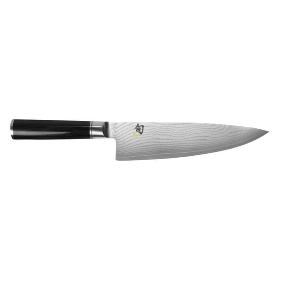 Shun Western Couteau de Cuisine Classique Série 8 Pouces Damas Plaqué Acier, Qualité Professionnelle - Ébène / Acier Inoxydable