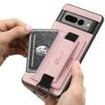 thumbnail image 5 of for Google Pixel 7 Pro PU Leather Card Slots Back Case, Classic Wristband Kickstand Finger Ring Shockproof Protective TPU Frame Phone Case for Google Pixel 7 Pro Women Men Boys Girls, Pink, 5 of 6