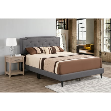 Glory Furniture Deb Fabric Upholstered Queen Bed in Gray