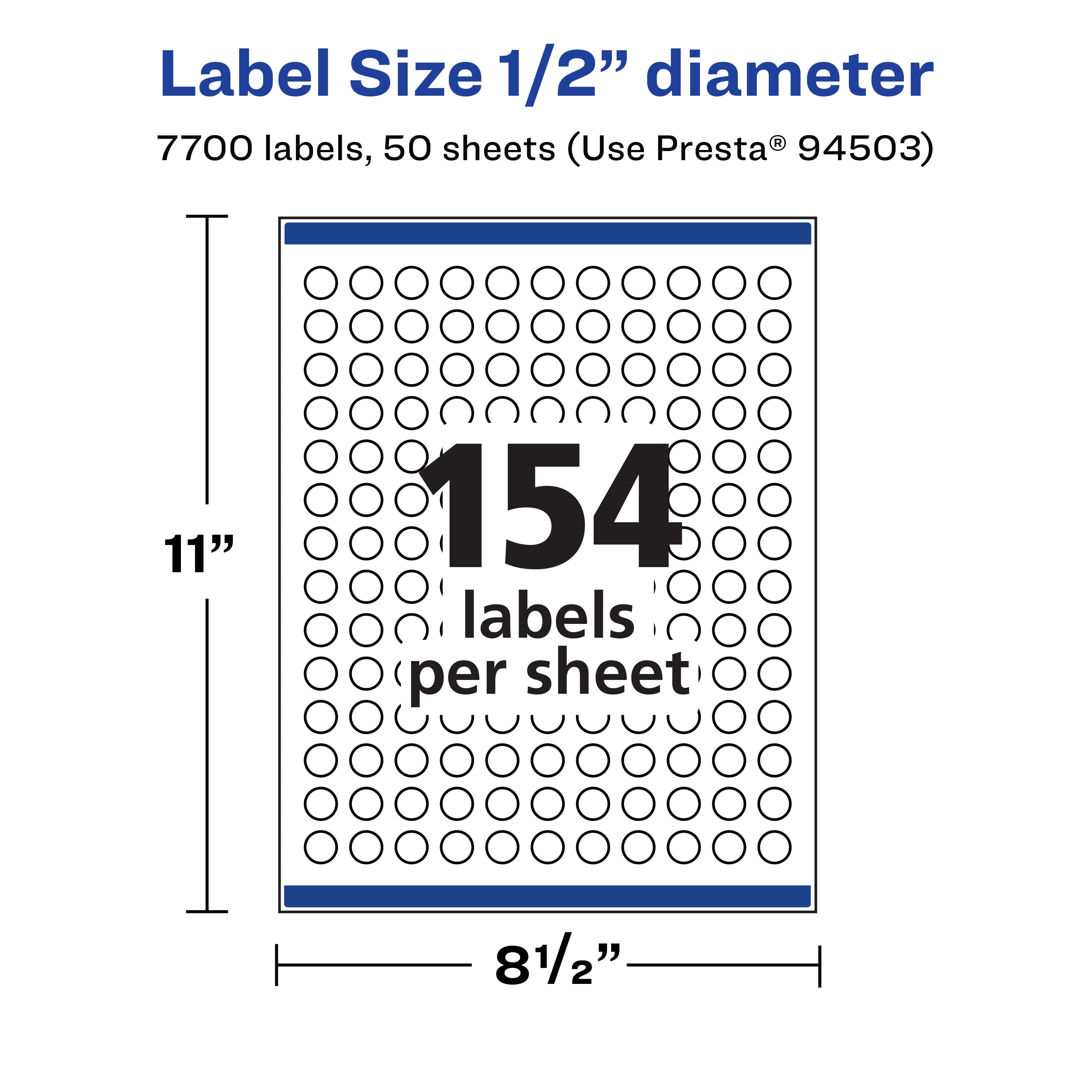 Avery Matte White Round Labels, 1/2" Diameter, 7,700 Labels