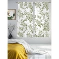 thumbnail image 4 of Sage Green Flower Semi Sheer Window Curtains 63 Inches Long, Vintage Country Rose Leaf Floral Rod Pocket Voile Silky Chiffon Curtain Light Filtering Drapes for Living Room, Kitchen, 52"x63", 2 Panels, 4 of 9
