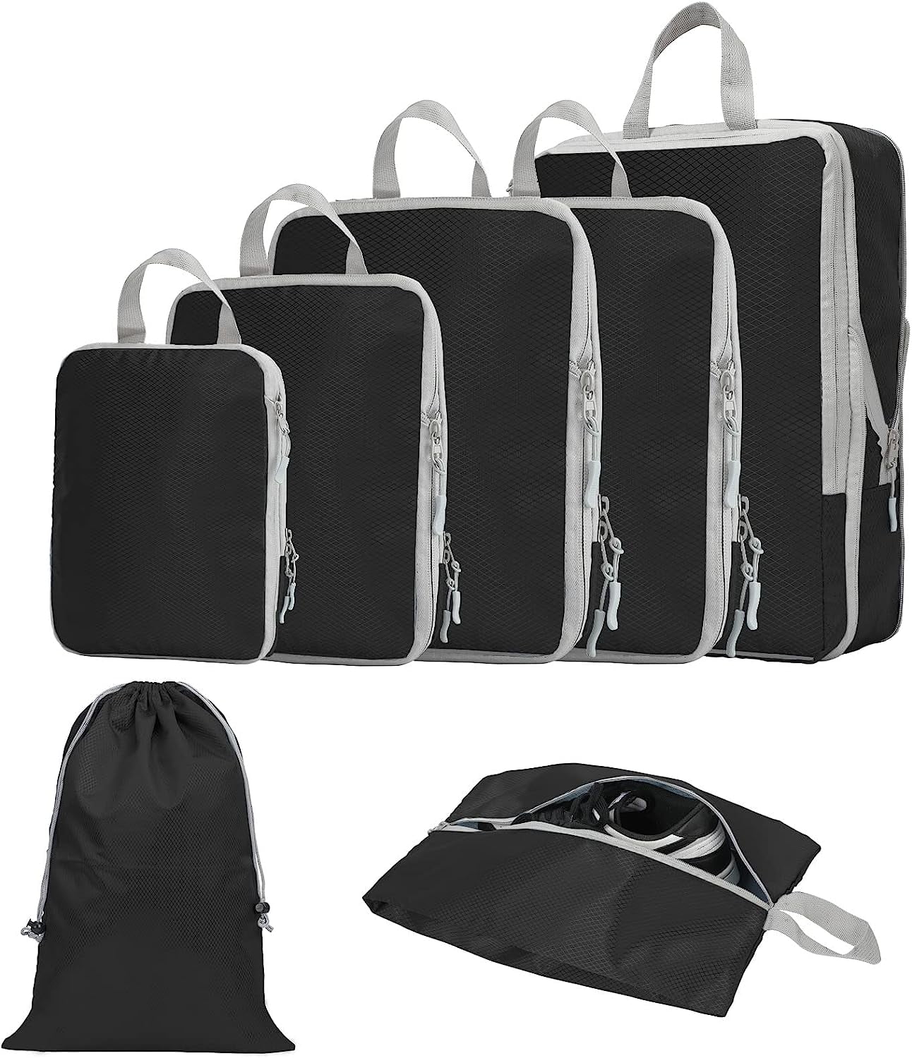 YUANRAN Compression Packing Cubes for Travel Carry on Suitcase Organizer Bags 7set Expandable