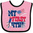 thumbnail image 3 of Inktastic My First 4th with American Flag Rocket and Fireworks Boys or Girls Baby Bib, 3 of 4