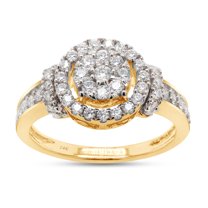 0.60 Carat Round Cut Lab Created Moissanite Diamond Cluster Engagement Ring For Women In 14K Solid Yellow Gold (G-H Color, VVS1 Clarity, 0.60 Cttw)-8