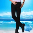 thumbnail image 3 of Pantalones de traje elásticos de negocios fluidos con cintura elástica para hombre, pantalones de verano ajustados y drapeados con cinturón para hombre, sastrería social elástica, 3 of 5