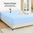 thumbnail image 2 of King Size Zippered Closure Fitted Sheet (76" x 80"), 1-Piece Bottom Sheet, 100% Microfiber, Fits Up to 15" Deep Mattress, Color Light Blue Solid, 2 of 6
